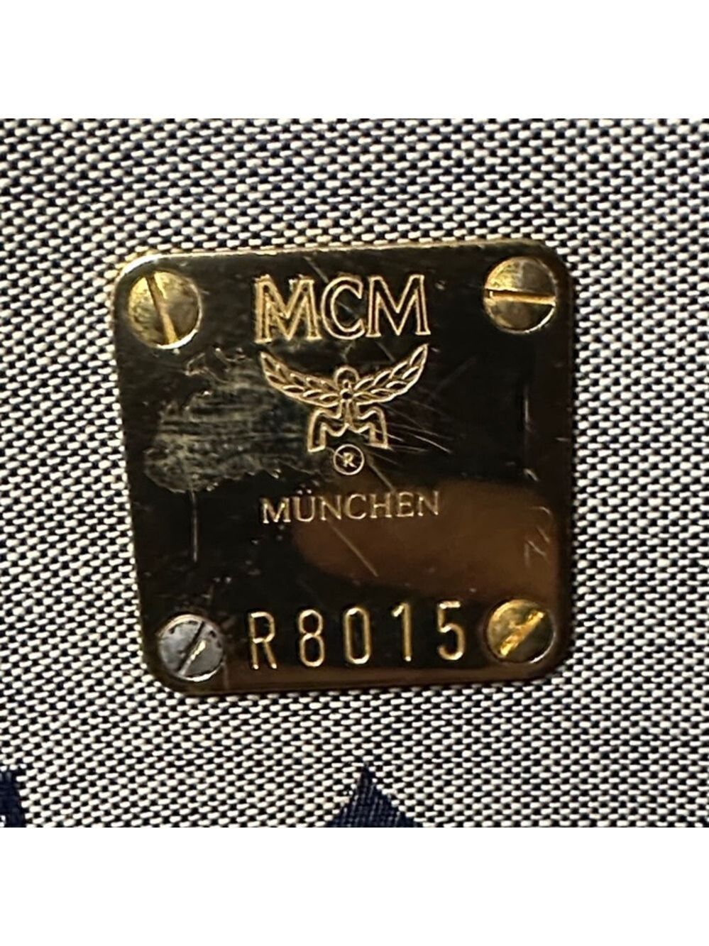 MCM Navy & Gray Monogram Leather & Denim Shoulder Bag - Picture 3 of 9